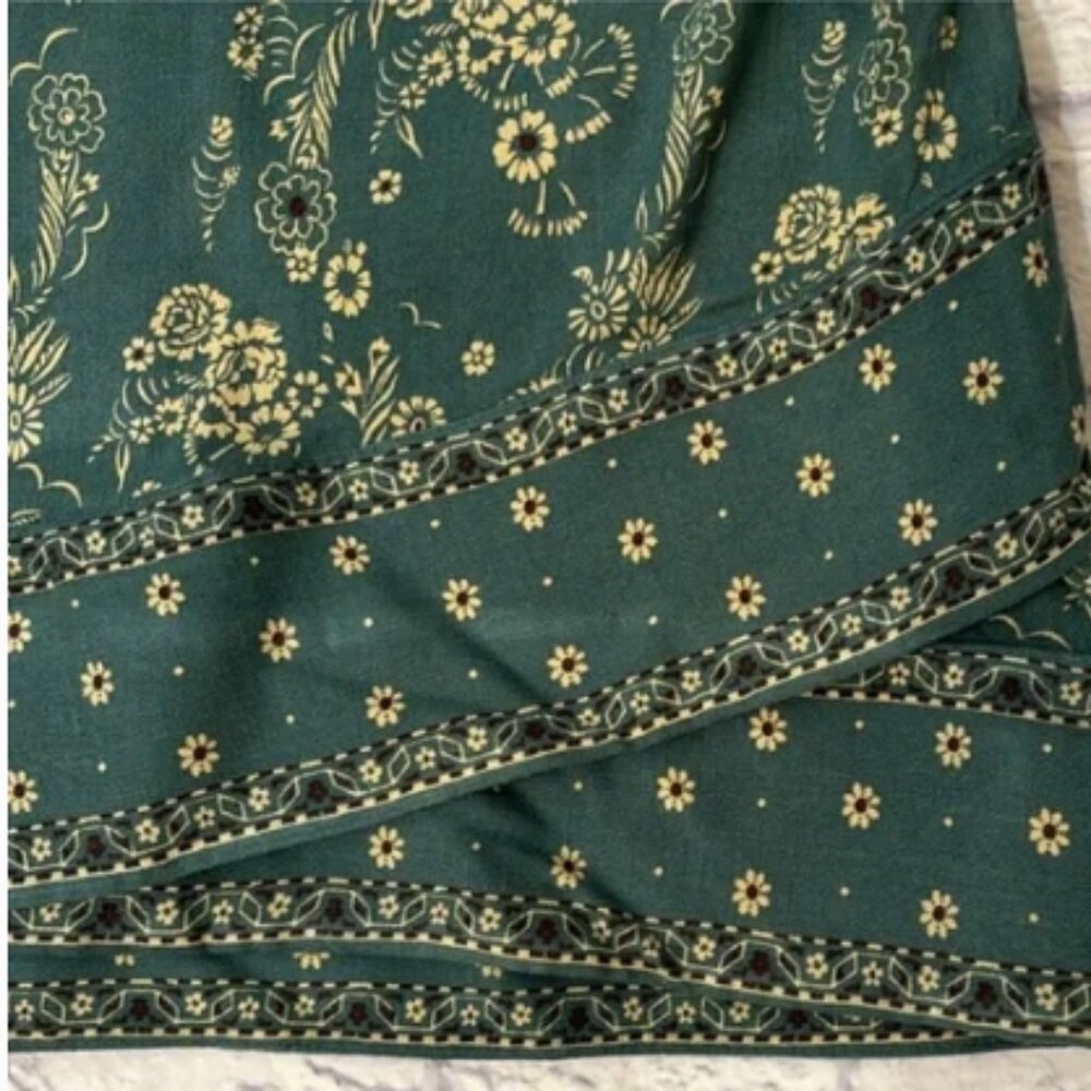 Free People - Faux Wrap Mini Skirt, Bandana Style - Size 4 (Green Floral) - Picture 15 of 15